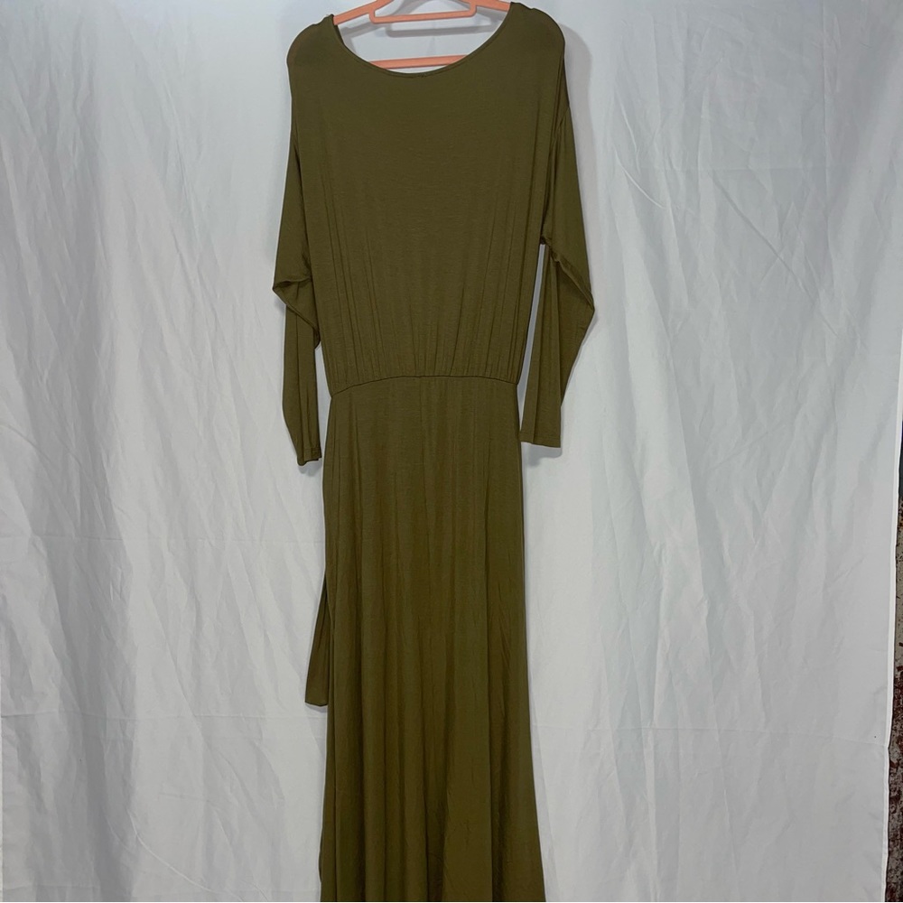 NEW FREE PEOPLE ALYSSA LONG SLEEVE WRAP DRESS OLIVE size small NWT - Picture 5 of 8